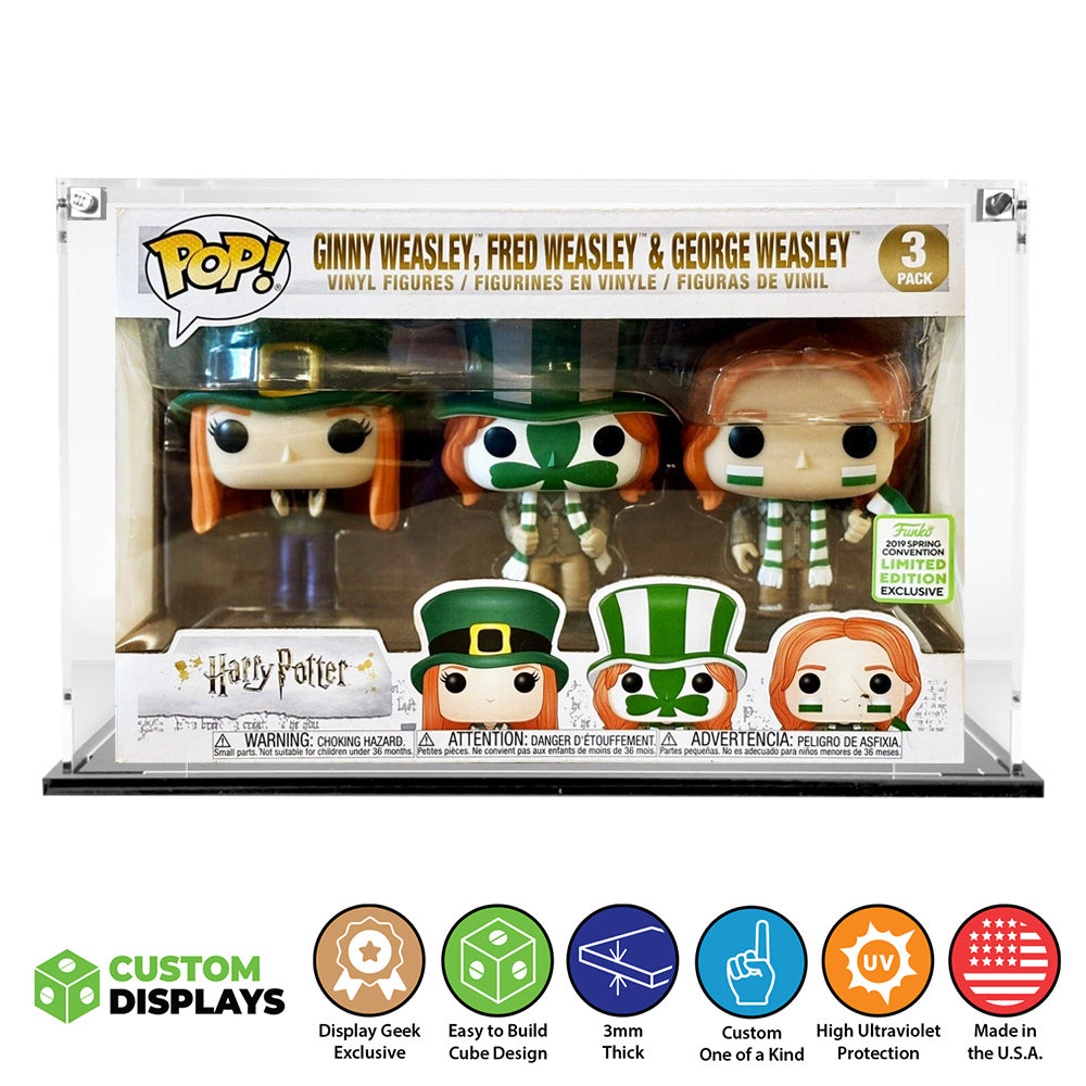 3 PACK QUIDDITCH - 3mm thick Custom Acrylic Display Case for Funko Pop Grail Boxes (6.25h x 9.5w x 3.5d) by Display Geek Flying Box 3mm thick dust and dirt protection