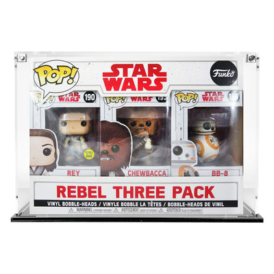 3 PACK REBEL THREE PACK - 3mm thick Custom Acrylic Display Case for Funko Pop Grail Boxes (10.5h x 13.75w x 4d) by Display Geek Flying Box 3mm thick dust and dirt protection