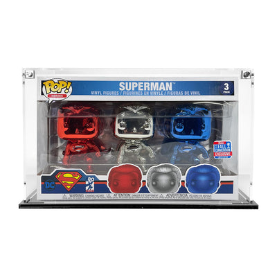 3 PACK SUPERMAN Custom Acrylic Display Case for Funko Pop Grails 6.25h x 10.25w x 3.5d