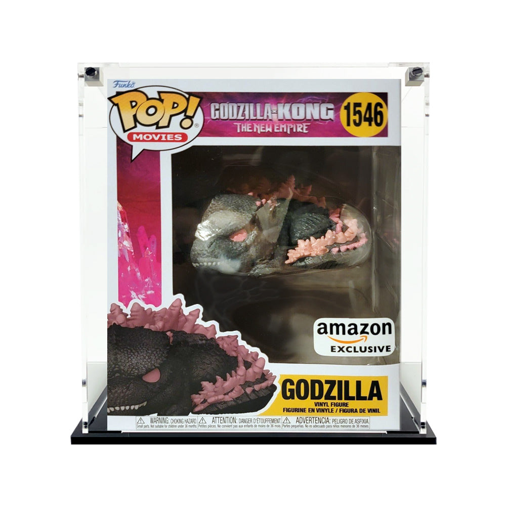 7h x 5.5w x 5d Funko 6 inch Godzilla Sleeping #1546 Custom Acrylic Display Case for Funko Pop Grails on The Protector Guide App by Display Geek