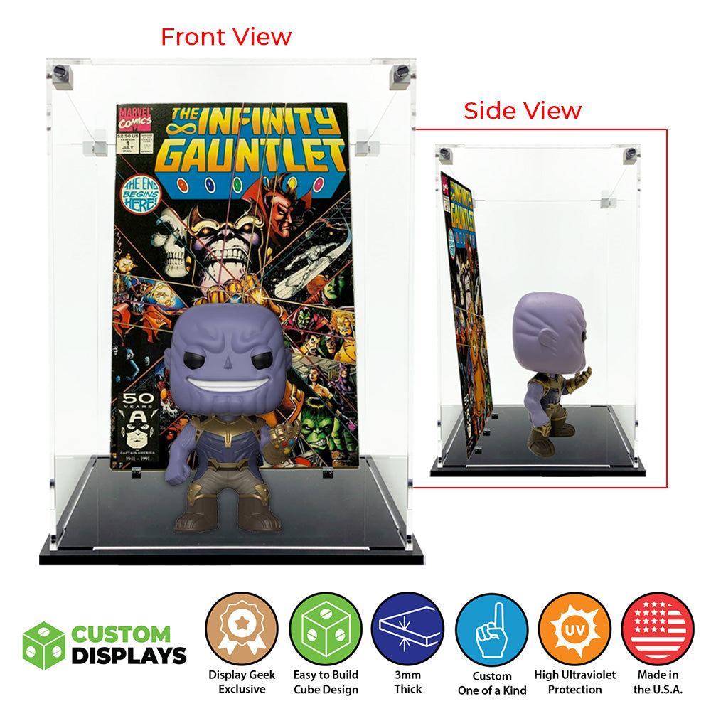 COMIC BOOK COMBO - 3mm thick Custom Acrylic Display Case for Funko Pop Grail Boxes (Display Size 10.5h x 8w x 4d) by Display Geek Flying Box 3mm thick dust and dirt protection