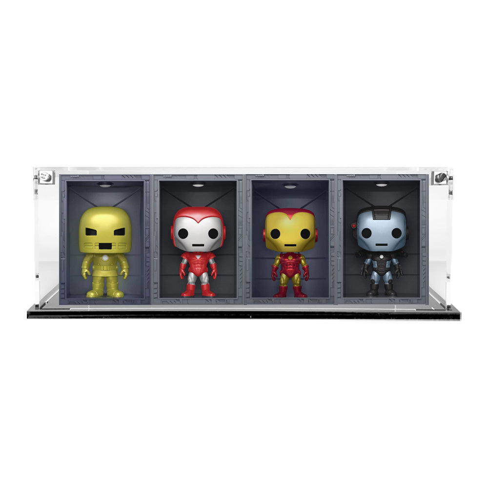 HALL OF ARMOR SET - 3mm thick Custom Acrylic Display Case for Funko Pop Out of Box Complete Set by Display Geek Flying Box 3mm thick dust and dirt protection