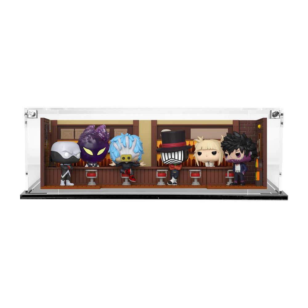 MHA VILLAIN'S HIDEOUT SET - 3mm thick Custom Acrylic Display Case for Funko Pop Out of Box Complete Set by Display Geek Flying Box 3mm thick dust and dirt protection