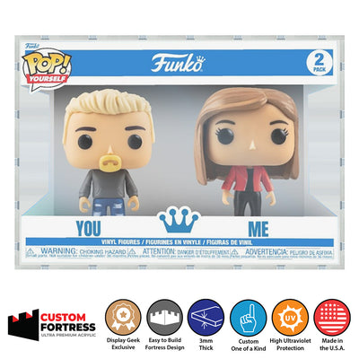 Custom Acrylic Hard Case for POP YOURSELF 2 PACK Funko Pop Grail Boxes (3mm thick, UV Resistant) Fits 6.25h x 9.25w x 3.5d