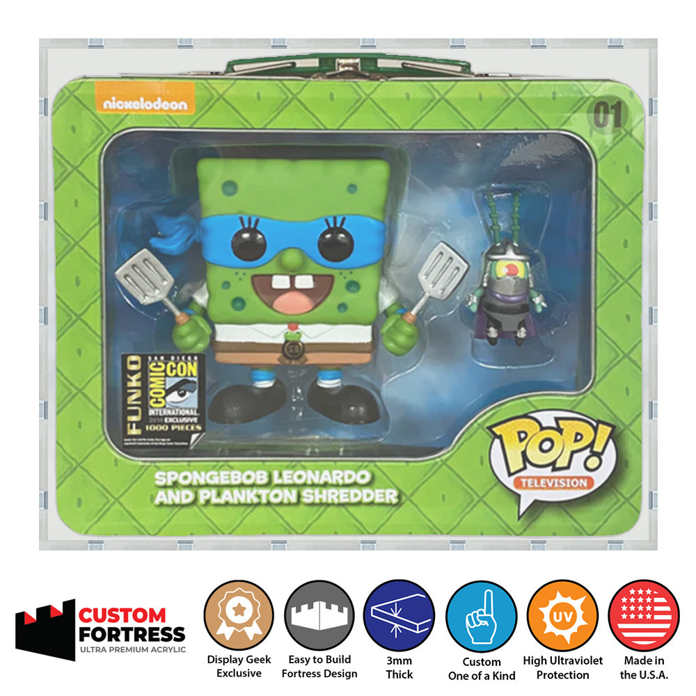 Custom Acrylic Hard Case for SPONGEBOB LEONARDO LUNCHBOX Funko Pop Grail Boxes (3mm thick, UV Resistant) Fits 6.5h x 7.625w x 2.75d