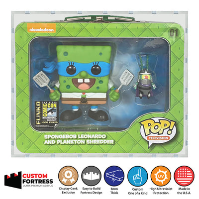 Custom Acrylic Hard Case for SPONGEBOB LEONARDO LUNCHBOX Funko Pop Grail Boxes (3mm thick, UV Resistant) Fits 6.5h x 7.625w x 2.75d