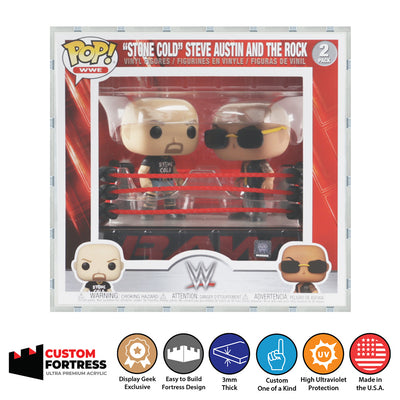 Custom Acrylic Hard Case for 2 PACK WWE RING Funko Pop Grail Boxes (3mm thick, UV Resistant) Fits 8h x 8.5w x 8.5d