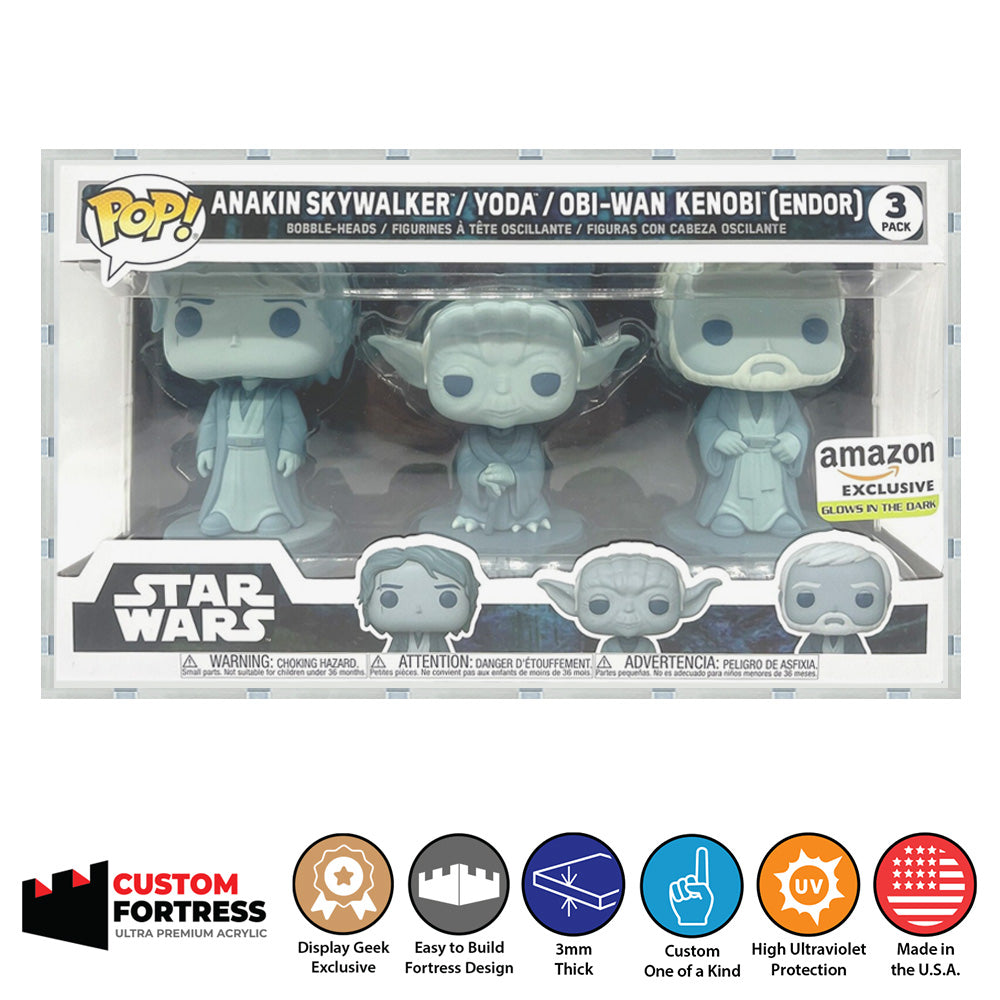 Custom Acrylic Hard Case for 3 PACK FORCE GHOST Funko Pop Grail Boxes (3mm thick, UV Resistant) Fits 6.25h x 10.5w x 3.5d