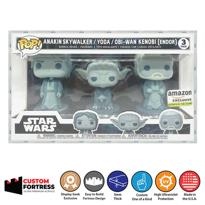 Custom Acrylic Hard Case for 3 PACK FORCE GHOST Funko Pop Grail Boxes (3mm thick, UV Resistant) Fits 6.25h x 10.5w x 3.5d