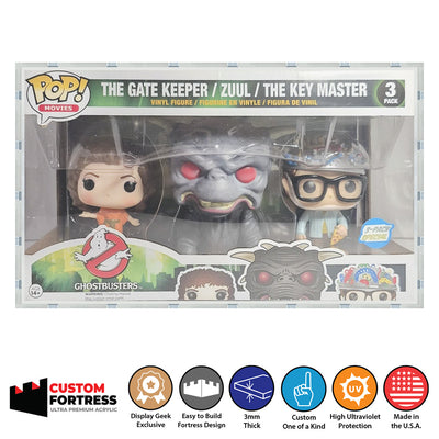 Custom Acrylic Hard Case for 3 PACK THE GATEKEEPER ZUUL THE KEY MASTER GHOSTBUSTERS Funko Pop Grail Boxes (3mm thick, UV Resistant) Fits 6.25h x 10.75w x 5.5d