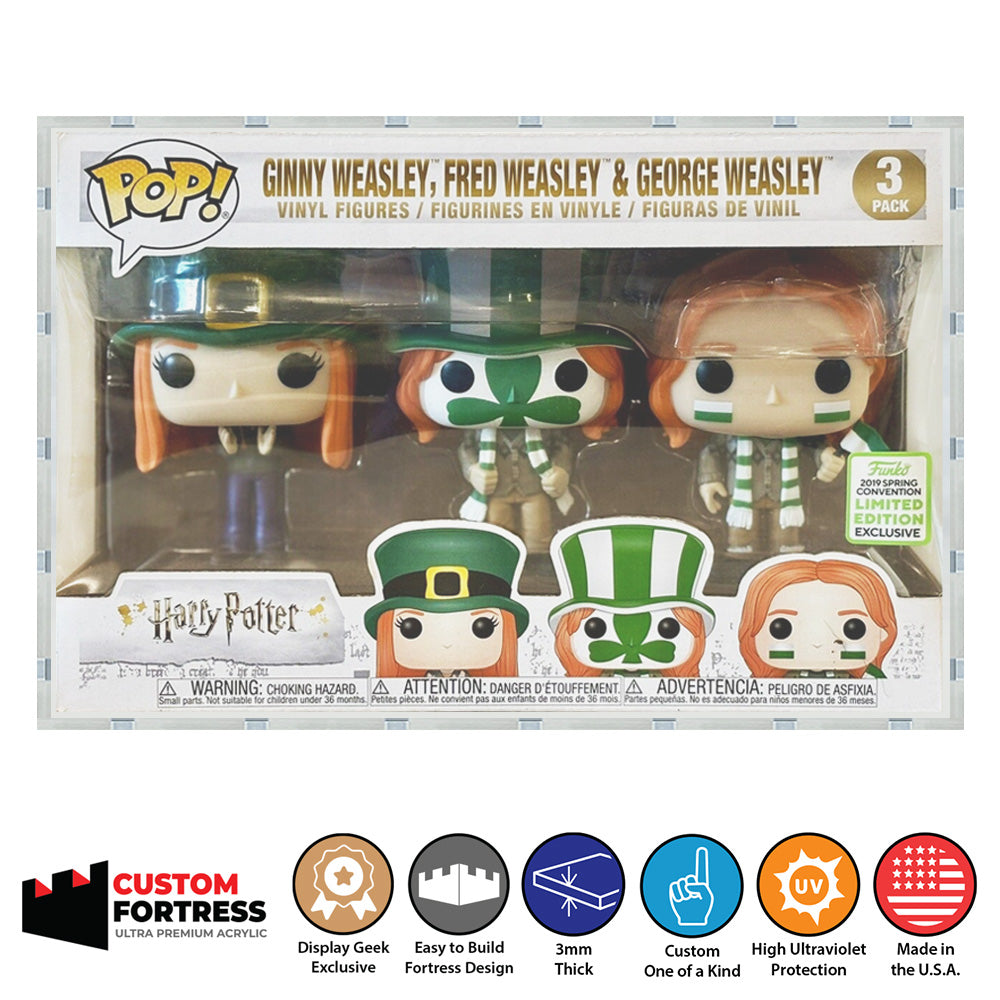 Custom Acrylic Hard Case for 3 PACK QUIDDITCH Funko Pop Grail Boxes (3mm thick, UV Resistant) Fits 6.25h x 9.5w x 3.5d