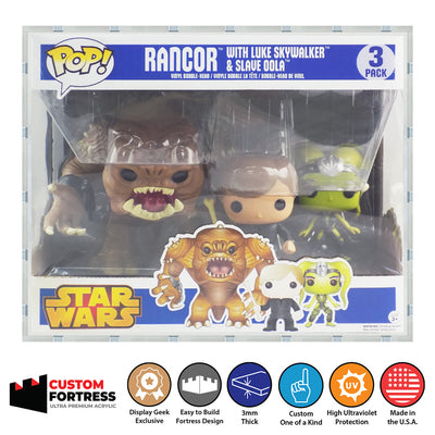 Custom Acrylic Hard Case for 3 PACK RANCOR Funko Pop Grail Boxes (3mm thick, UV Resistant) Fits 9h x 11w x 6.5d