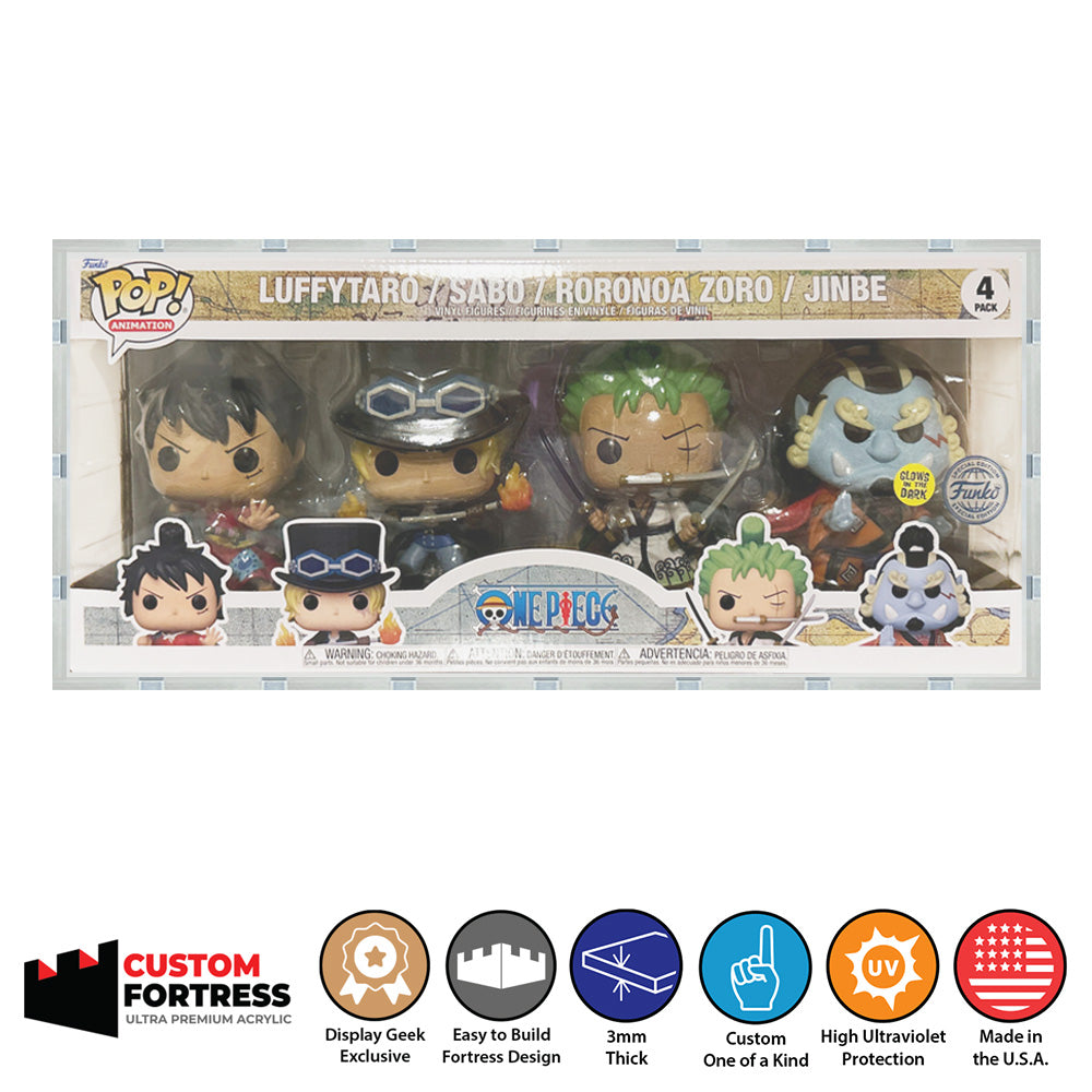 Custom Acrylic Hard Case for 4 PACK LONG Funko Pop Grail Boxes (3mm thick, UV Resistant) Fits 6.25h x 15w x 3.5d