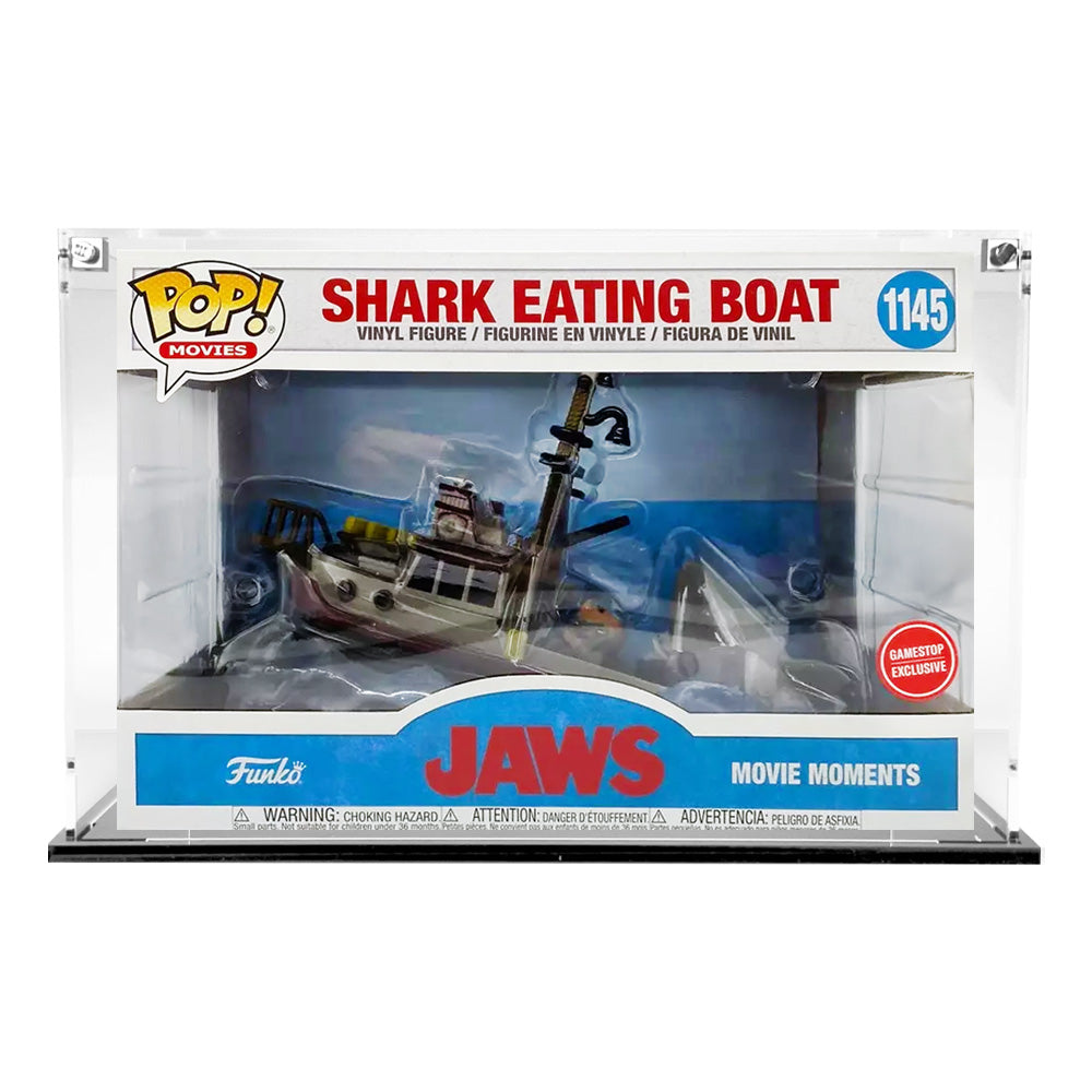 POP MOVIE MOMENTS JAWS GS BOAT #1145 - Custom Acrylic Display Case for Funko Pop Grail Boxes (7.25h x 10.75w x 8d) by Display Geek Flying Box 3mm thick dust and dirt protection