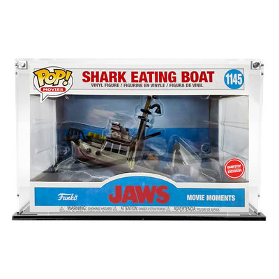 POP MOVIE MOMENTS JAWS GS BOAT #1145 - Custom Acrylic Display Case for Funko Pop Grail Boxes (7.25h x 10.75w x 8d) by Display Geek Flying Box 3mm thick dust and dirt protection