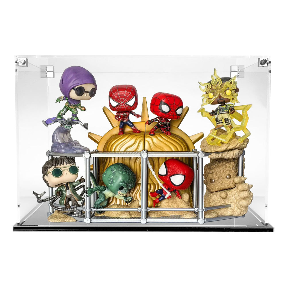 SPIDER-MAN FINAL BATTLE SET - 3mm thick Custom Acrylic Display Case for Funko Pop Out of Box Complete Set by Display Geek Flying Box 3mm thick dust and dirt protection