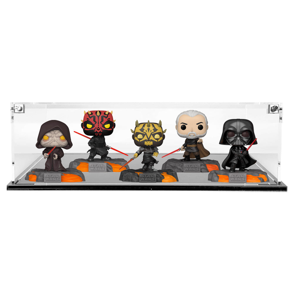 RED SABER SERIES SET - 3mm thick Custom Acrylic Display Case for Funko Pop Out of Box Complete Set by Display Geek Flying Box 3mm thick dust and dirt protection