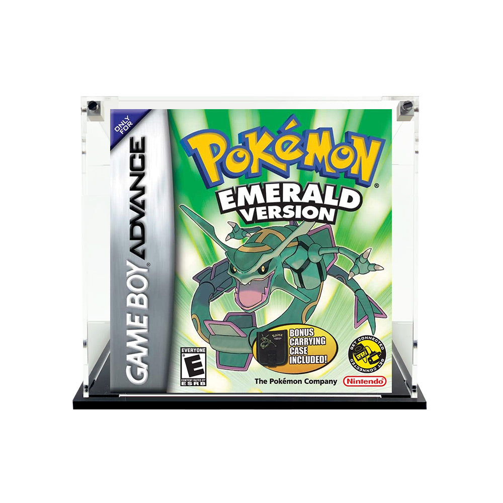 GAME BOY ADVANCE POKEMON EMERALD - 3mm thick Custom Acrylic Display Case for Video Game Grails (4mm thick) (Fits 5h x 5w x 2.5d)