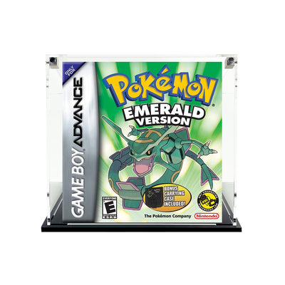 GAME BOY ADVANCE POKEMON EMERALD - 3mm thick Custom Acrylic Display Case for Video Game Grails (4mm thick) (Fits 5h x 5w x 2.5d)