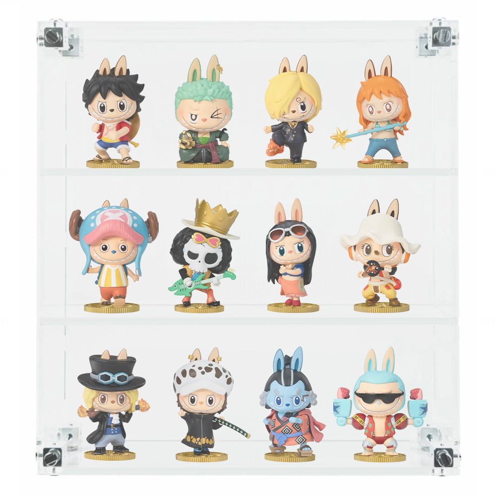 Custom Acrylic Wall Mount Display for POP MART Labubu Mini Blind Box Figures (3mm thick, UV Resistant) 13h x 13w x 4d - Pop Mart Display Case by Display Geek - Acrylic display case for Pop Mart Mini Blind Box Labubu, Space Molly, The Monsters, Crybaby, Kubo, Skullpanda, Hirono, Zsiga, Dimoo, Pucky, Sweet Bean, Hacipupu, and more