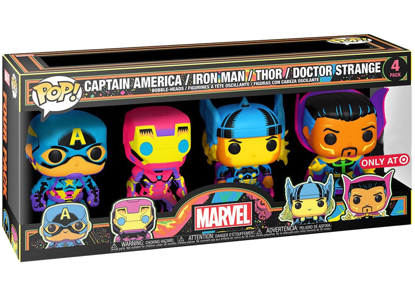 POP! Marvel: CPT America / Iron Man / Thor / Doctor Strange (BL) (4-PK) Exclusive