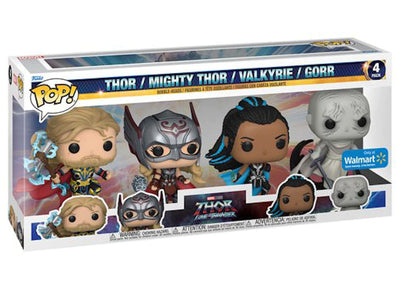 POP! Marvel: Thor Love and Thunder, Thor / Mighty Thor / Valkyrie / Gorr (4-PCK) Exclusive