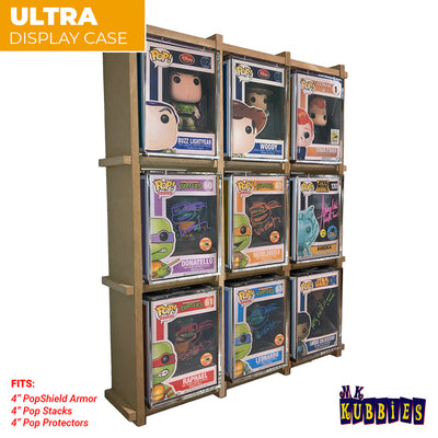 KUBBIE ULTRA - In Box Display Case for Funko Pops, Wall Mountable & Stackable Pop Shelf (MDF Wood) Fits PopShield Armor, Pop Stacks and Plastic Protectors