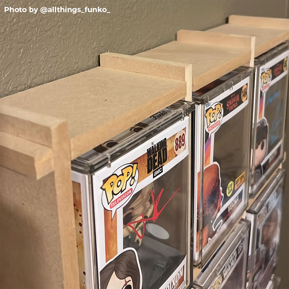 KUBBIE ULTRA - In Box Display Case for Funko Pops, Wall Mountable & Stackable Pop Shelf (MDF Wood) Fits PopShield Armor, Pop Stacks and Plastic Protectors