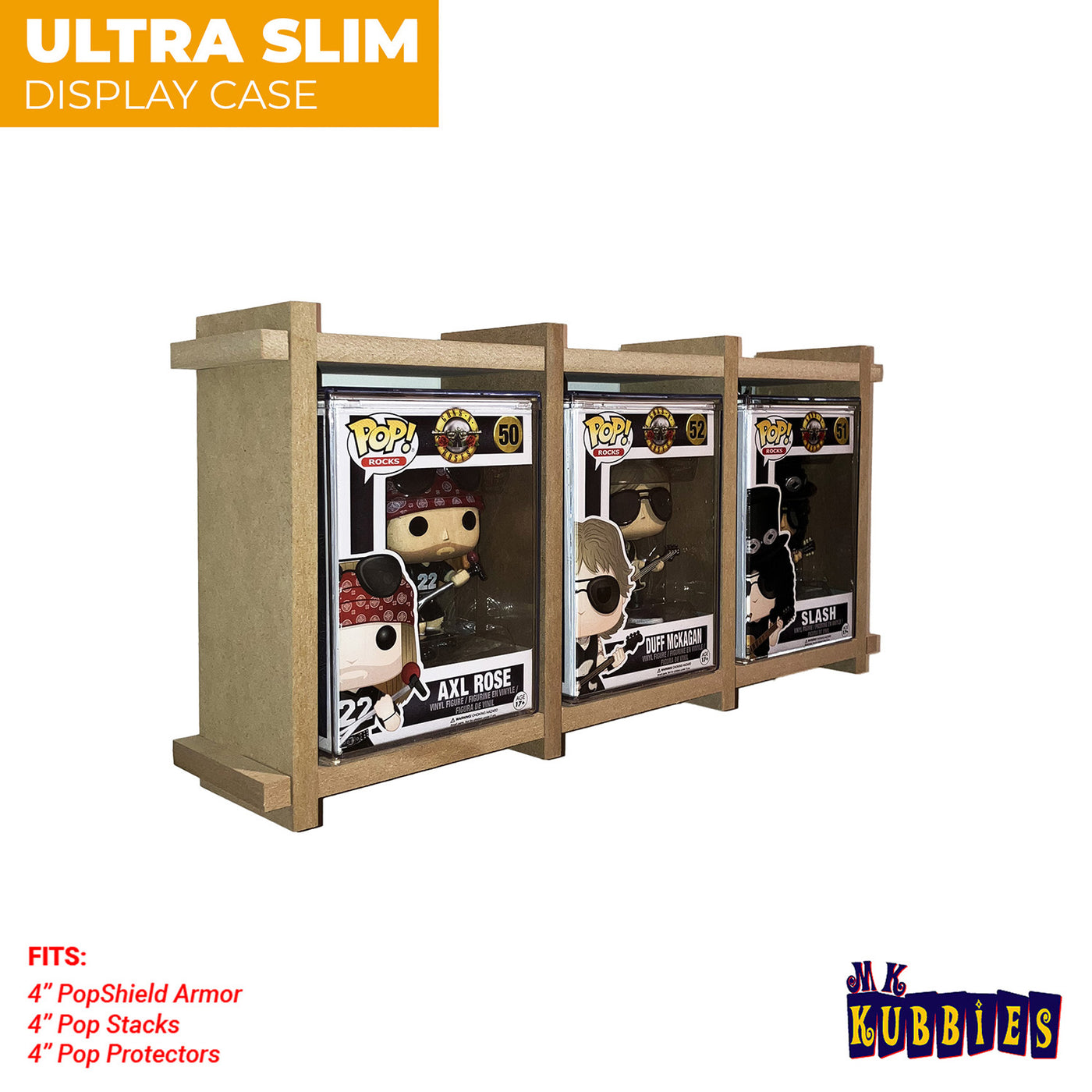 KUBBIE ULTRA SLIM - In Box Display Case for Funko Pops, Wall Mountable & Stackable Pop Shelf (MDF Wood) Fits PopShield Armor, Pop Stacks and Plastic Protectors