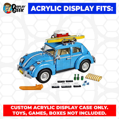 LEGO 10252 - 3mm thick Custom Acrylic Display Case for Creator Expert Volkswagen Beetle (6.6h x 12.8w x 6.3d) by Display Geek Flying Box 3mm thick dust and dirt protection