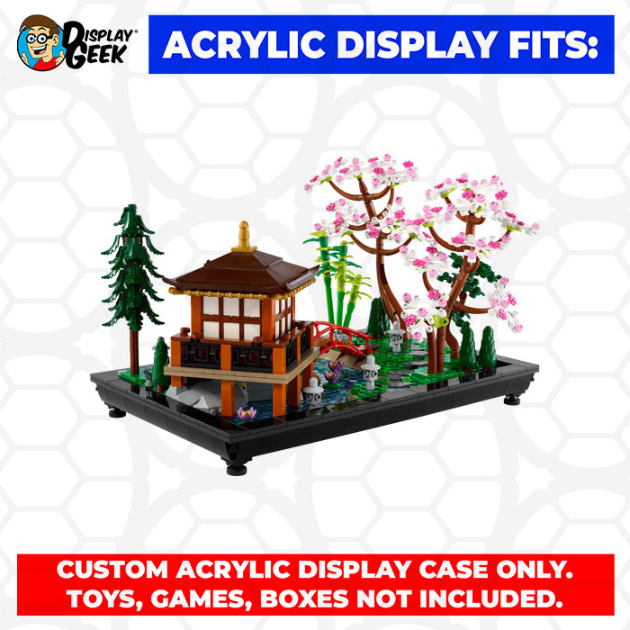 Display Geek Flying Box 3mm Thick Custom Acrylic Display Case for LEGO 10315 Tranquil Garden (9h x 17w x 12d)