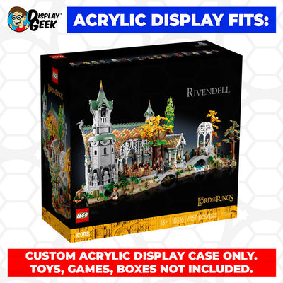 Display Geek Flying Box 3mm Thick Custom Acrylic Display Case for LEGO 10316 The Lord of the Rings Rivendell (16.5h x 31.5w x 18.5d)