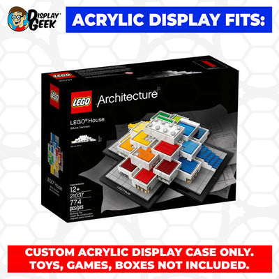 Display Geek Flying Box 3mm Thick Custom Acrylic Display Case for LEGO 21037 Lego House Billund Denmark (4.5h x 11w x 9d)