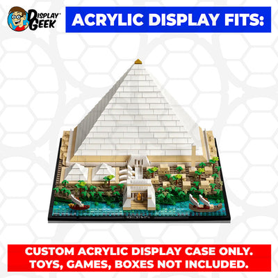 Display Geek Flying Box 3mm Thick Custom Acrylic Display Case for LEGO 21058 Great Pyramid of Giza (9h x 16w x 14.5d)