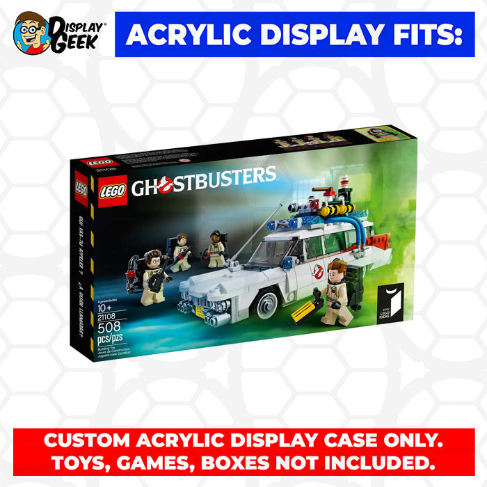 LEGO 21108 - 3mm thick Custom Acrylic Display Case for Ghostbusters Ecto-1 (4.8h x 12.3w x 7.3d) by Display Geek Flying Box 3mm thick dust and dirt protection