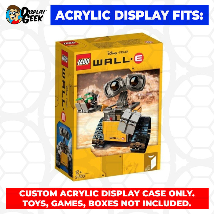 LEGO 21303 - 3mm thick Custom Acrylic Display Case for Wall-E (9h x 10w x 8.5d) by Display Geek Flying Box 3mm thick dust and dirt protection