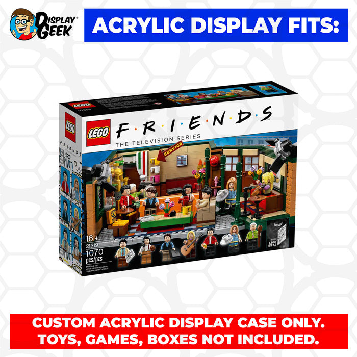 Display Geek Flying Box 3mm Thick Custom Acrylic Display Case for LEGO 21319 Friends Central Perk (5.5h x 13.5w x 11d)