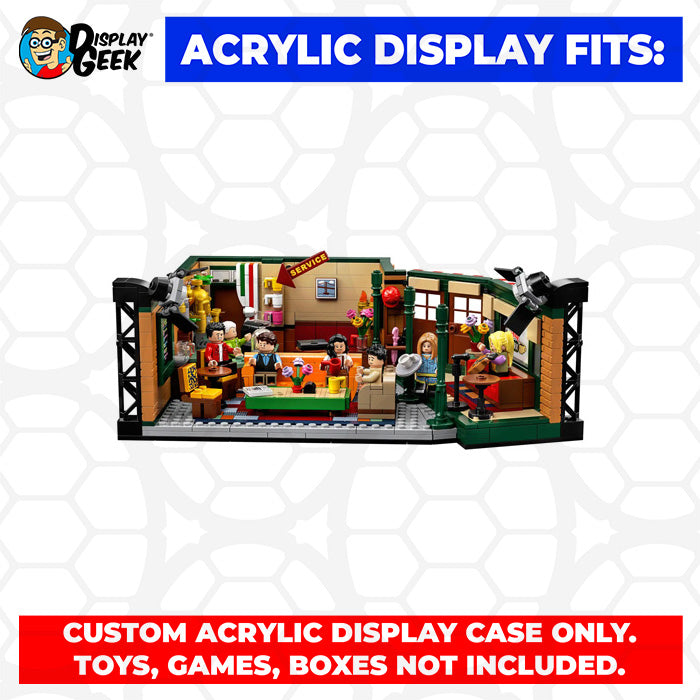 Display Geek Flying Box 3mm Thick Custom Acrylic Display Case for LEGO 21319 Friends Central Perk (5.5h x 13.5w x 11d)