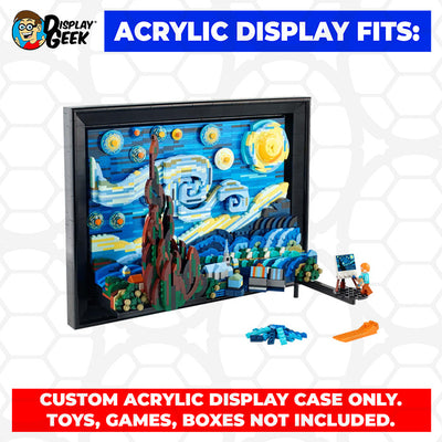 Display Geek Flying Box 3mm Thick Custom Acrylic Display Case for LEGO 21333 Vincent Van Gogh The Starry Night (12h x 16w x 8.5d)