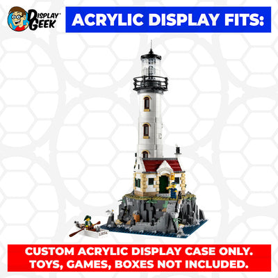 Display Geek Flying Box 3mm Thick Custom Acrylic Display Case for LEGO 21335 Motorized Lighthouse (22.5h x 12w x 12d)