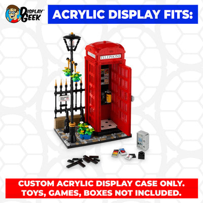 LEGO 21347 - Custom Acrylic Display Case for Red London Telephone Box (13h x 9w x 7d) by Display Geek Flying Box 3mm thick dust and dirt protection