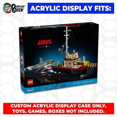 LEGO 21350 - 3mm thick Custom Acrylic Display Case for Jaws (14.7h x 24.5w x 8.5d) by Display Geek Flying Box 3mm thick dust and dirt protection