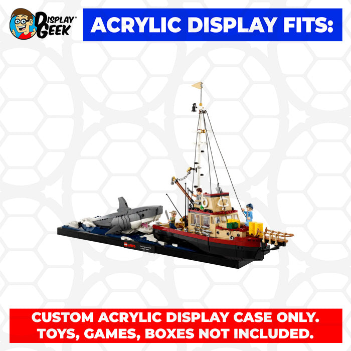 LEGO 21350 - 3mm thick Custom Acrylic Display Case for Jaws (14.7h x 24.5w x 8.5d) by Display Geek Flying Box 3mm thick dust and dirt protection