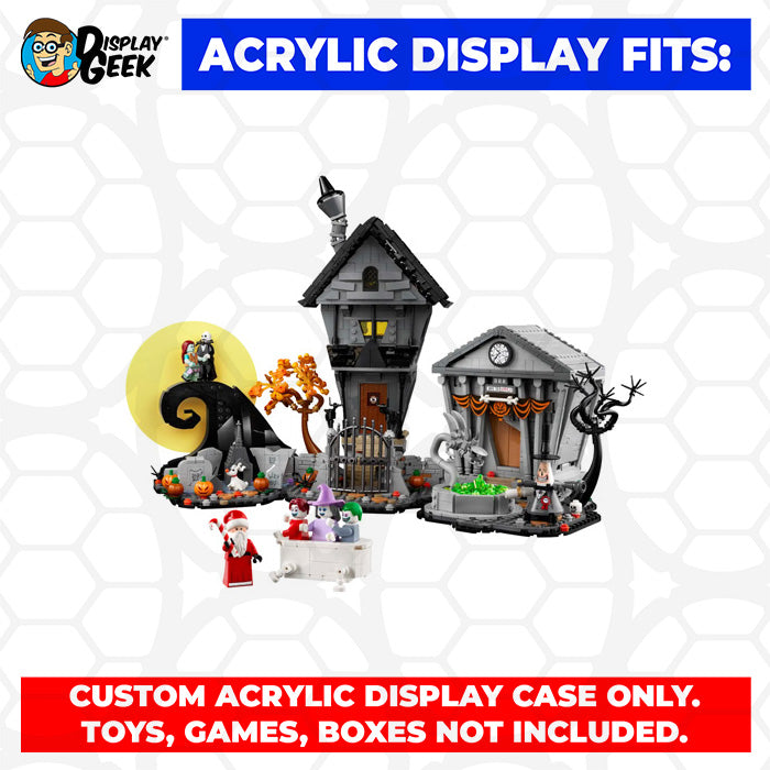 LEGO 21351 - 3mm thick Custom Acrylic Display Case for The Nightmare Before Christmas (13.7h x 20w x 12d) by Display Geek Flying Box 3mm thick dust and dirt protection