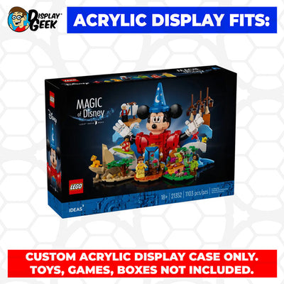 LEGO Model 21352 - 3mm thick Custom Acrylic Display Case for Ideas Magic of Disney (8.25h x 11.75w x 8d)