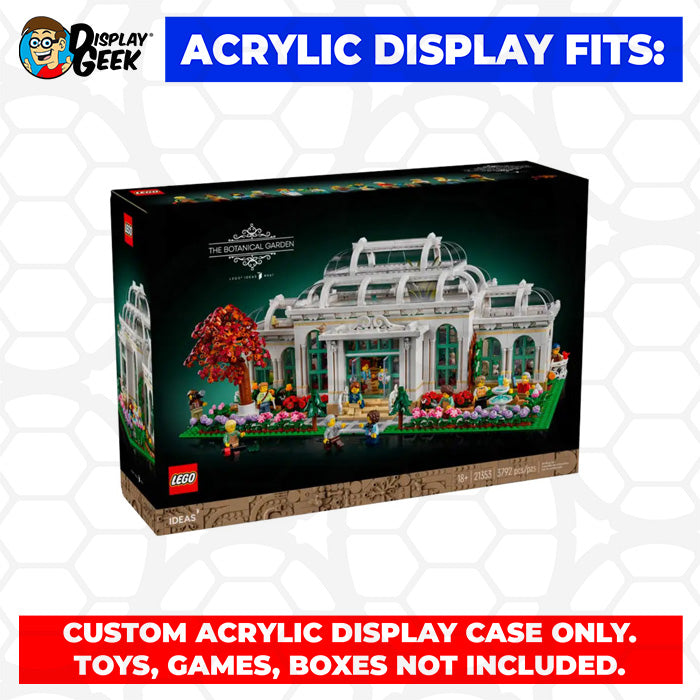 Custom Acrylic Display Case for LEGO Model 21353 - The Botanical Garden (3mm thick, UV Resistant) 9.5h x 21w x 11.5d