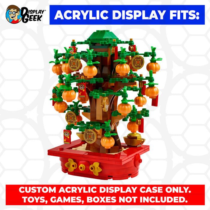 Display Geek Flying Box 3mm Thick Custom Acrylic Display Case for LEGO 40648 Money Tree (8h x 7w x 7d)