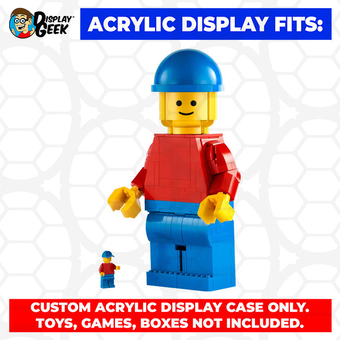 LEGO 40649 - 3mm thick Custom Acrylic Display Case for Up-Scaled LEGO Minifigure (13h x 8w x 7d) by Display Geek Flying Box 3mm thick dust and dirt protection