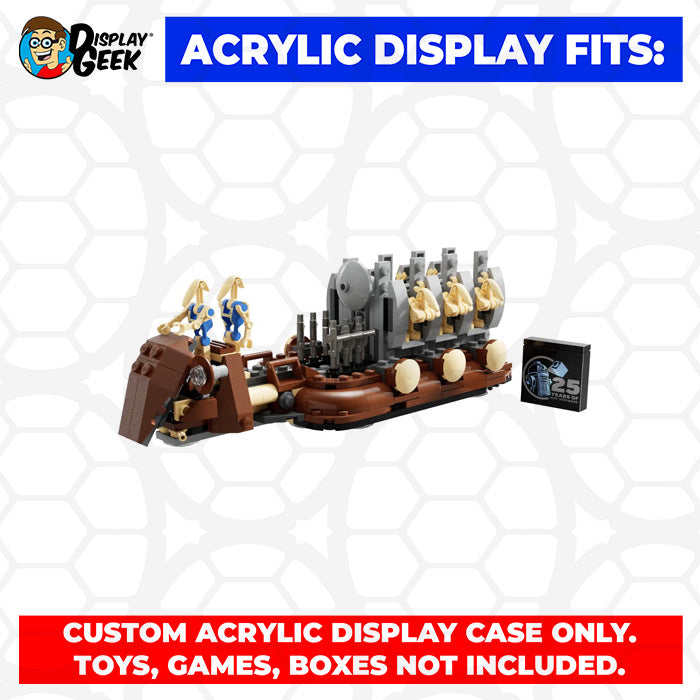 LEGO 40686 - Custom Acrylic Display Case for Star Wars Trade Federation Troop Carrier (3.5h x 9.5w x 5d) by Display Geek Flying Box 3mm thick dust and dirt protection