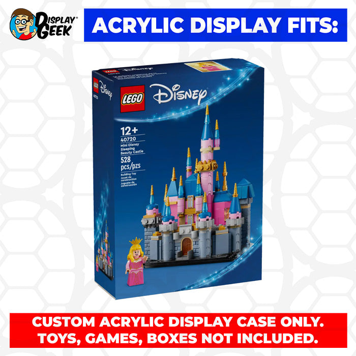 LEGO 40720 - 3mm thick Custom Acrylic Display Case for Mini Disney Sleeping Beauty Castle (8.3h x 7w x 5.3d) by Display Geek Flying Box 3mm thick dust and dirt protection